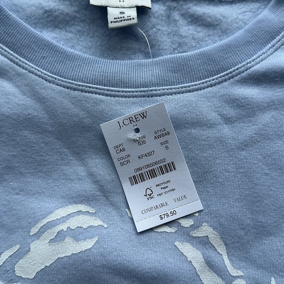 NWT J. Crew Factory Crab Fleece Crewneck Sweatshirt size Small - Picture 3 of 7